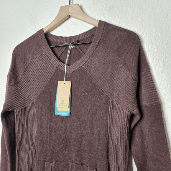 Prana Avalone Long Sleeve Sweater Dress Brown Women's Size Small New With Tags - Picture 2 of 5